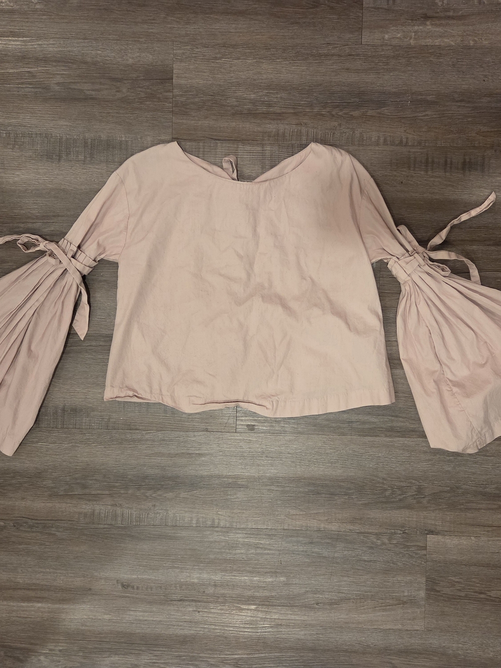 Free People Blush Pink Tie-Sleeve Top